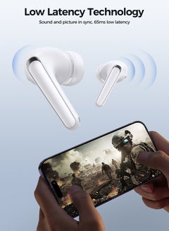 JOYROOM JR-FB3 In-Ear True Wireless Bluetooth V5.3 Headphones With Heavy Bass And Hifi Dual Mode 65ms Low Latency Fast Charging IP54 Waterproof With Protective Case And Charging Box White  - Image 5