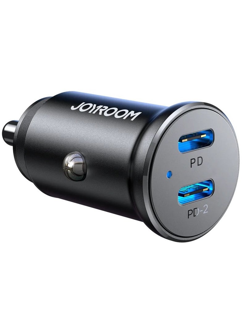 JOYROOM JR-CCN06 C+C 30W mini Metal Car Charger Black  - Image 1