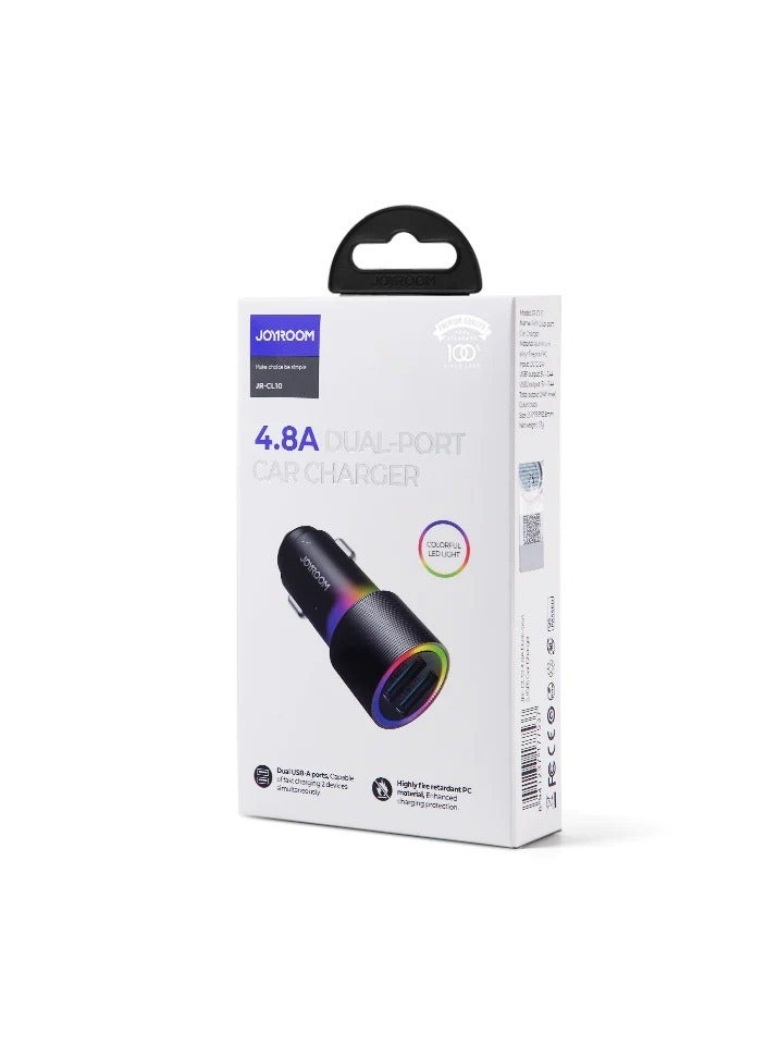 JOYROOM JR-CL10 4.8A Dual-port (USB) Car Charger Black  - Image 2