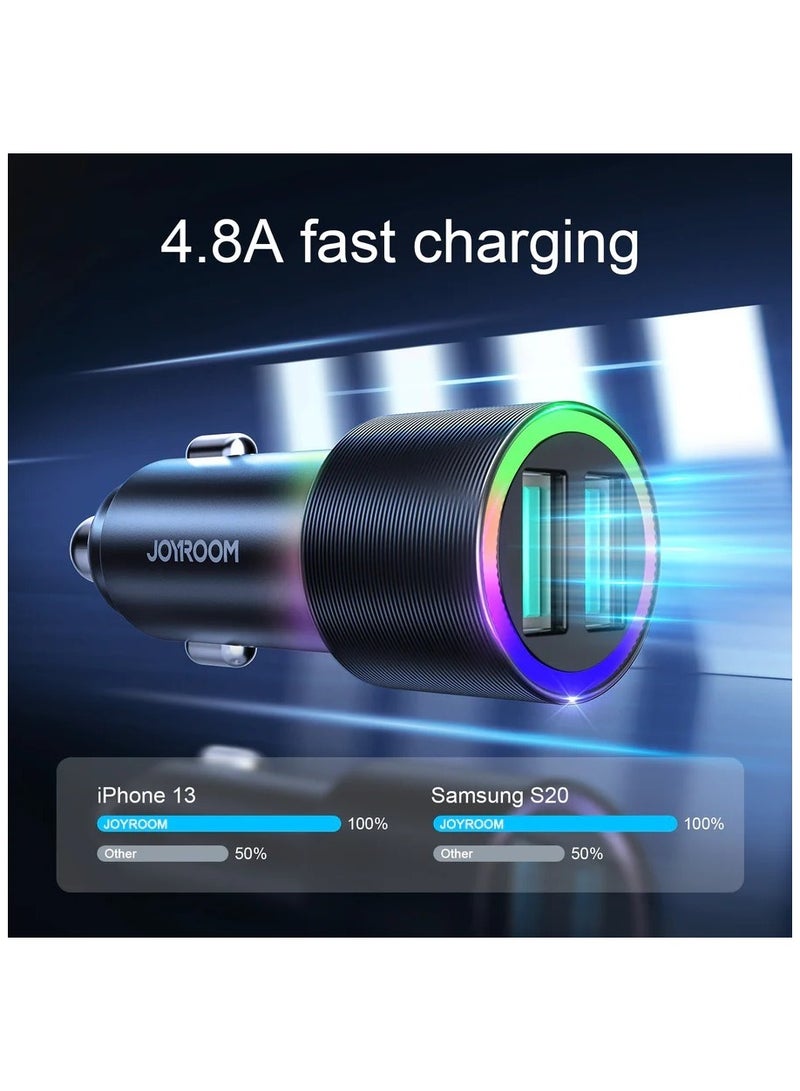 JOYROOM JR-CL10 4.8A Dual-port (USB) Car Charger Black  - Image 4