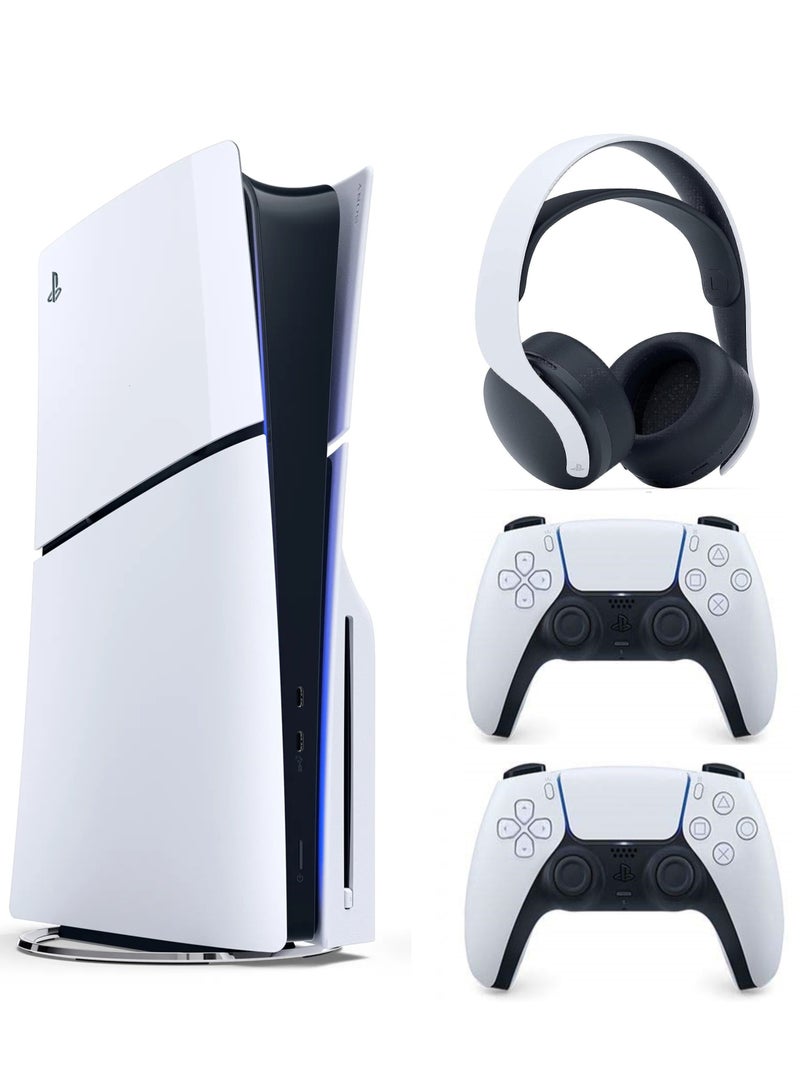 Sony - PlayStation 5 Slim Disc Version  KSA Version   With Extra DualSense Wireless Controller And Pulse 3D Headset - Image 1