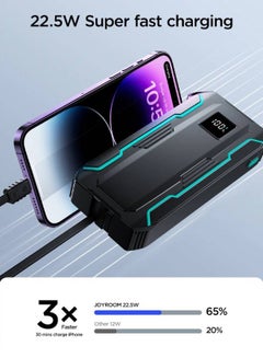 JOYROOM 10000 mAh JR-L017 22.5W Power Bank with Built in 2in1 Cables with SOS light Black  - Image 2