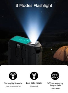 JOYROOM 10000 mAh JR-L017 22.5W Power Bank with Built in 2in1 Cables with SOS light Black  - Image 3