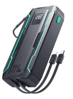 JOYROOM 10000 mAh JR-L017 22.5W Power Bank with Built in 2in1 Cables with SOS light Black  - Image 1