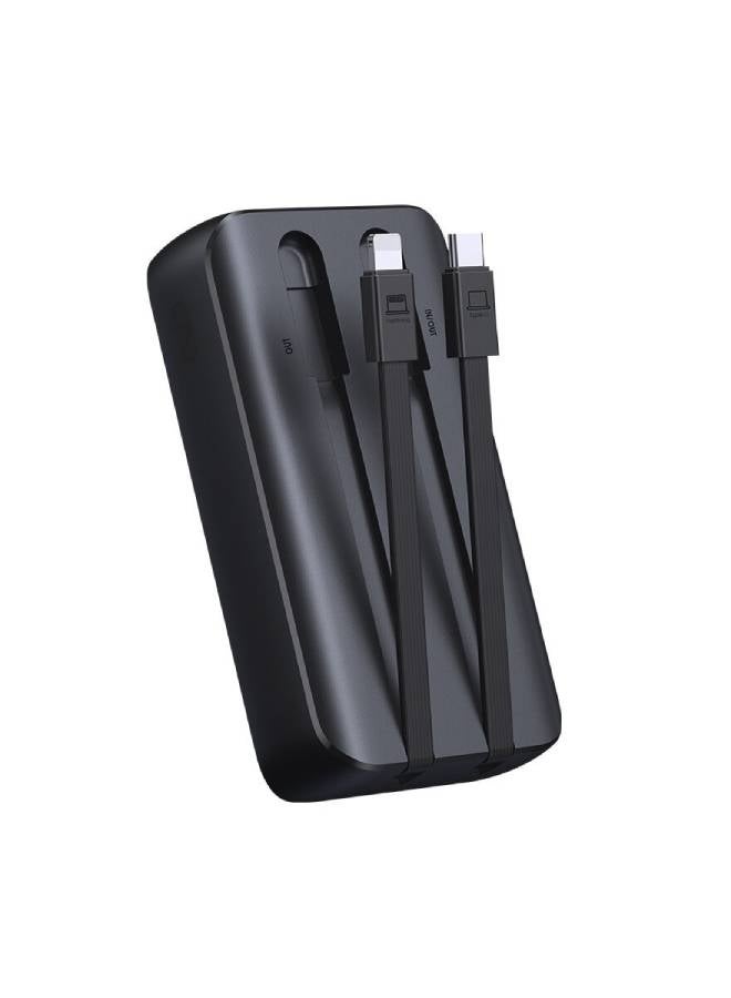 JOYROOM - 10000 mAh Joyroom powerbank 30W 10000mAh with built-in Lightning and USB-C cables black (JR-PBC06) Black - Image 1