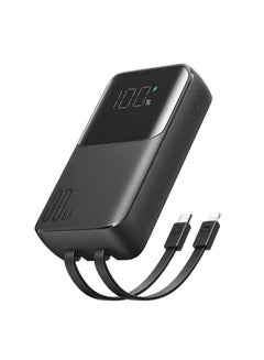 10000 mAh Joyroom powerbank 30W 10000mAh with built-in Lightning and USB-C cables black (JR-PBC06) Black
