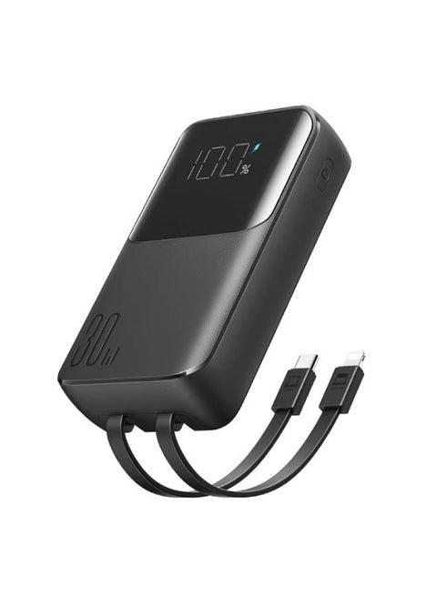 10000 mAh Joyroom powerbank 30W 10000mAh with built-in Lightning and USB-C cables black (JR-PBC06) Black