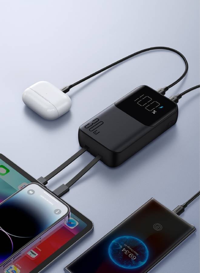 JOYROOM - 10000 mAh Joyroom powerbank 30W 10000mAh with built-in Lightning and USB-C cables black (JR-PBC06) Black - Image 1