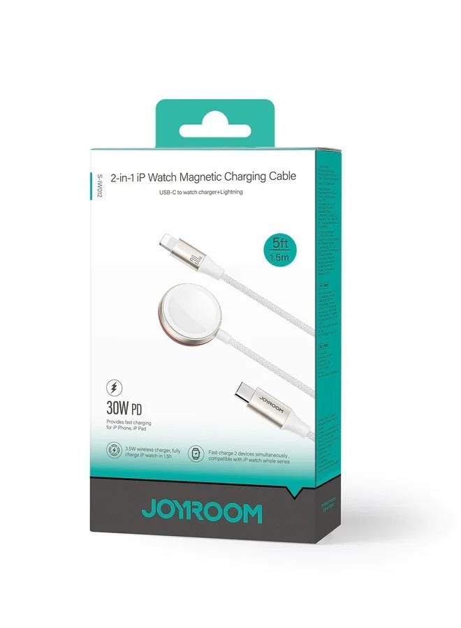 JOYROOM S-IW012 2-in-1 iP Watch Magnetic Charger+30W Fast Charging Cable (USB-C) 1.5m White  - Image 5