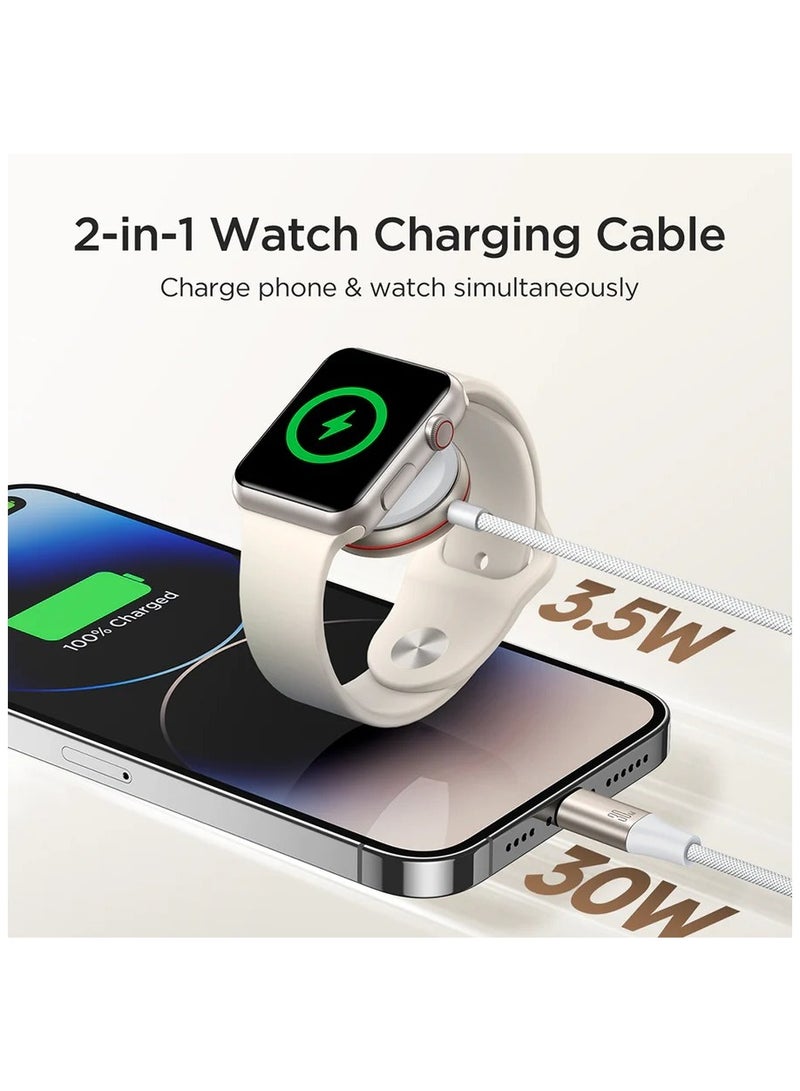 JOYROOM S-IW012 2-in-1 iP Watch Magnetic Charger+30W Fast Charging Cable (USB-C) 1.5m White  - Image 3