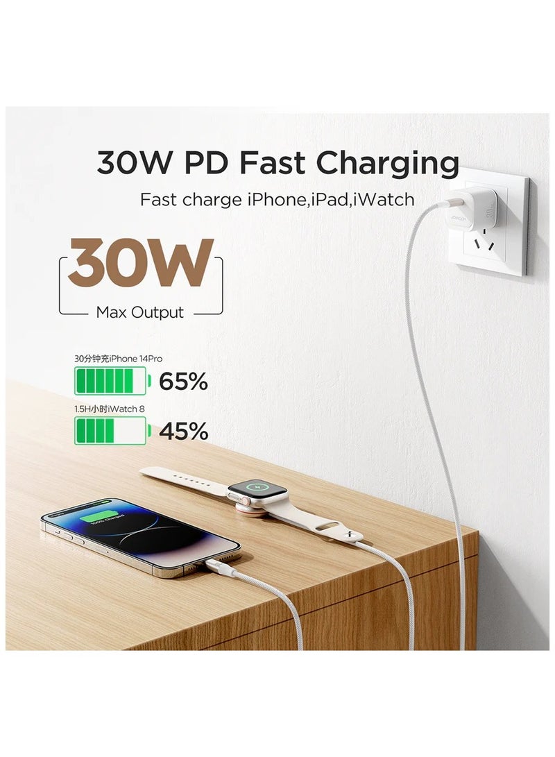 JOYROOM S-IW012 2-in-1 iP Watch Magnetic Charger+30W Fast Charging Cable (USB-C) 1.5m White  - Image 4