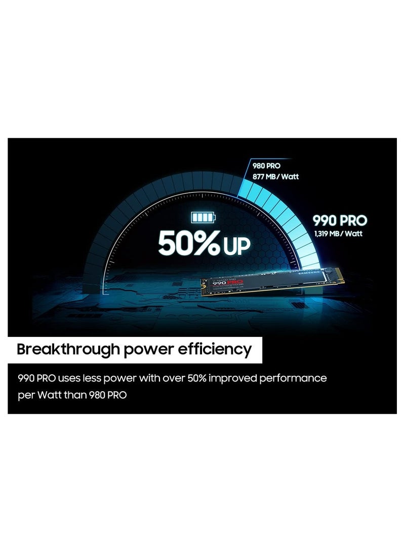 990 Pro Ssd PCIe 4.0 M.2 2280 Internal Solid State Hard Drive, Seq. Read Speeds Up To 7,450 Mb/s For High End Computing, Gaming, And Heavy Duty Workstations 4 TB