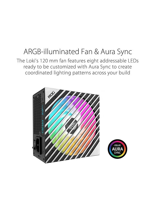 ASUS - Rog Loki SFX-L 1000W Power Supply Unit, 80 Plus Platinum, Fully Modular, PCIe Gen 5.0, 120mm ARGB-Illuminated Fan & Aura Sync, ROG Heatsinks, 0dB Fan Button,  90YE00N1-B0NA00 Black - Image 1