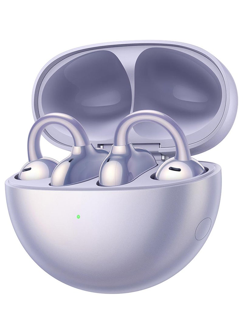 هواوي سماعات أذن بلوتوث لاسلكية Free Clip، تصميم جمالي مستقبلي، ارتداء يشبه الريش، استماع مفتوح للأذن، عمر بطارية طويل، iOS وAndroid، IP54 مقاوم للماء والغبار، أرجواني - Image 1