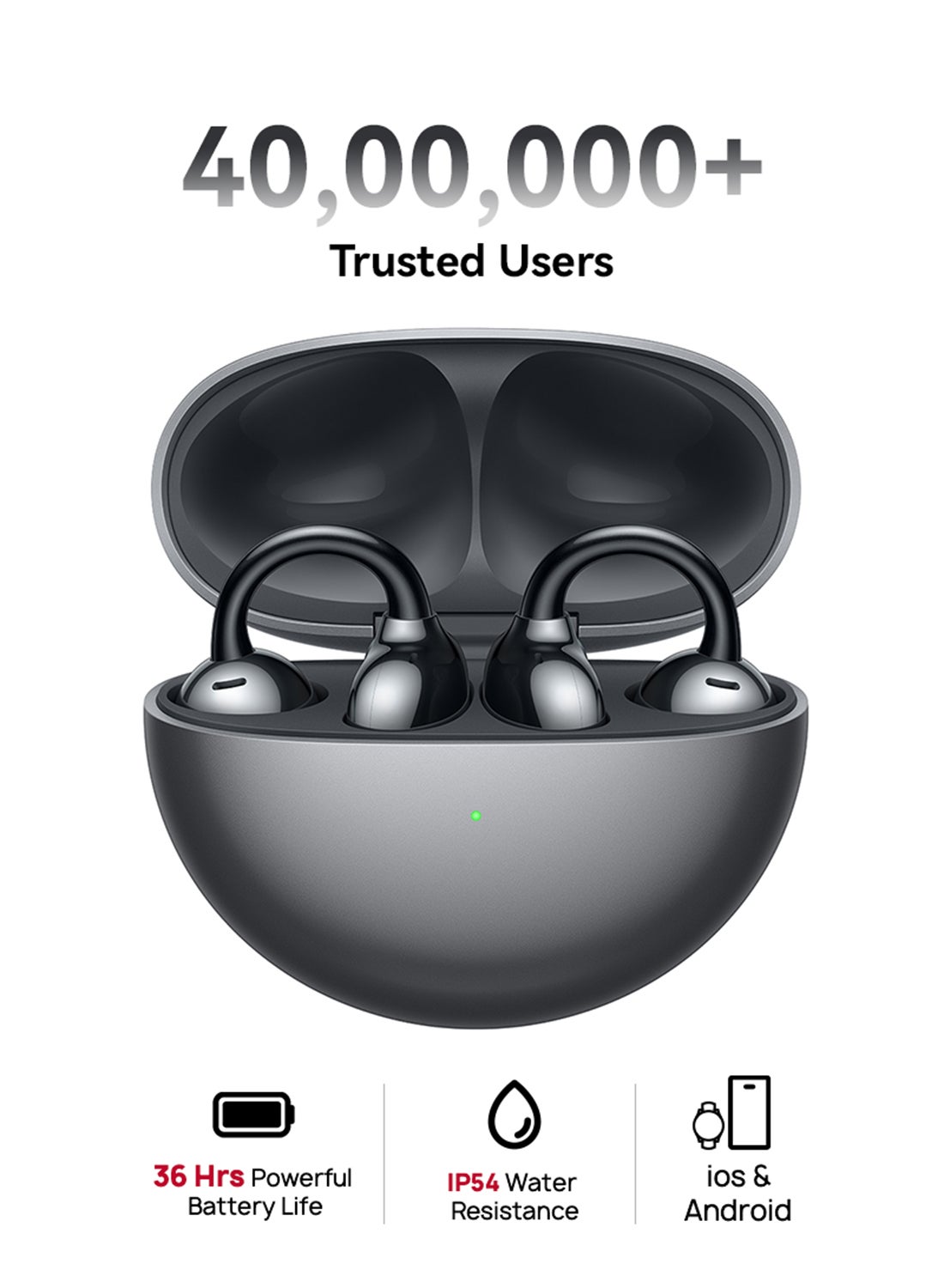 FreeClip Wireless Earphones, Bluetooth Earbuds, Futuristic Aesthetic Design, Feather-Like Wearing, Open-Ear Listening, Long Battery Life, iOS And Android Black