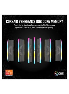 CORSAIR VENGEANCE 64GB (2 x 32GB) RGB DDR5 288-Pin Dual Channel Desktop Memory Kit, 6000 MHz Tested Speed, 40-40-40-77 Latency, AMD EXPO & Intel XMP, Overclock PMIC, Gray | CMH64GX5M2B6000Z40 64 GB  - Image 2
