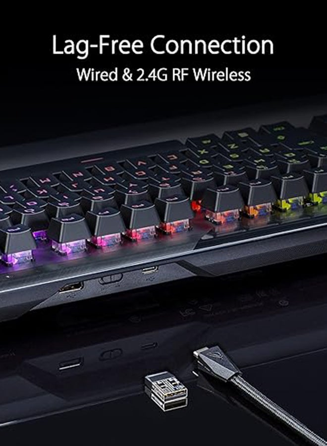 ASUS - ROG Claymore II Wireless Modular Gaming Mechanical Keyboard (ROG RX Switches, Detachable numpad & Wrist Rest for TKL 80%/100%, Aura Sync, Media Controls, Fast Charge, USB 2.0 Passthrough) Black - Image 1