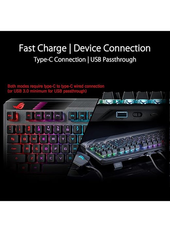 ASUS - ROG Claymore II Wireless Modular Gaming Mechanical Keyboard (ROG RX Switches, Detachable numpad & Wrist Rest for TKL 80%/100%, Aura Sync, Media Controls, Fast Charge, USB 2.0 Passthrough) Black - Image 1