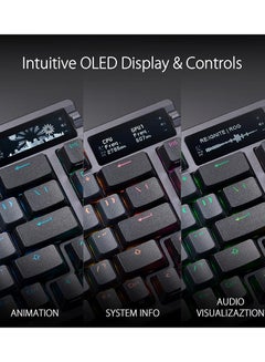 أسوس لوحة مفاتيح الألعاب ROG Azoth 75 اللاسلكية المخصصة DIY، وشاشة OLED، وحامل حشيات، وتخميد ثلاثي الطبقات، ومفاتيح ROG NX Red مسبقة التشحيم وقابلة للتبديل السريع ومثبتات لوحة المفاتيح، وأغطية مفاتيح ABS، وتخطيط AR  - Image 2