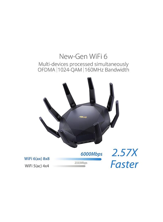 ASUS RT-AX89X AX6000 Dual Band WiFi 6 Router, 802.11ax 6000Mbps, Lifetime Free Internet Security, AiMesh, MU-MIMO, 8 Gb LAN Ports, Dual 10G Ports Black  - Image 4