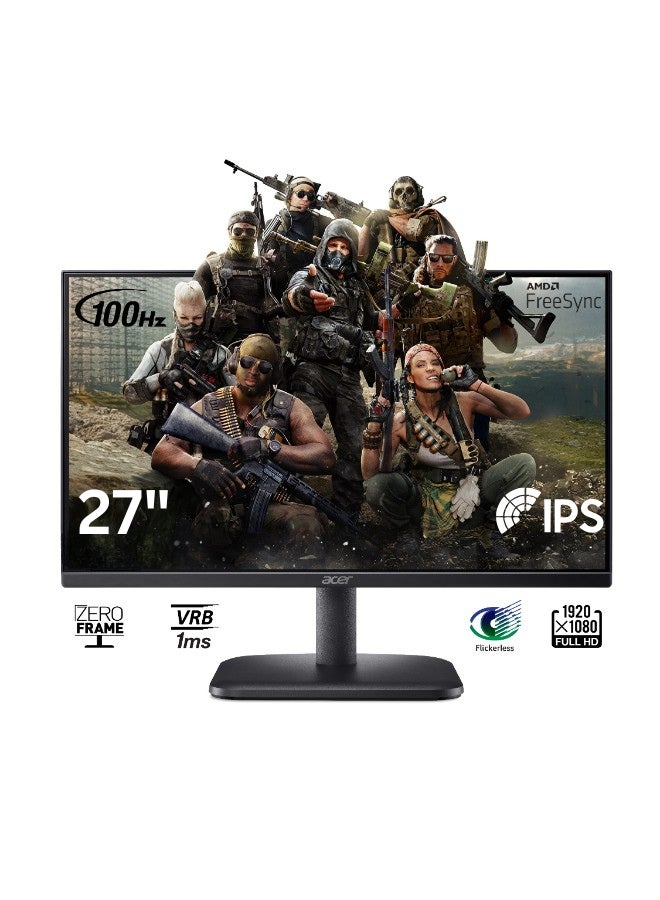 27" Inch LED Monitor (1920x1080) IPS Panel, Full HD, 100Hz Refresh Rate, 1ms Response Time & AMD FreeSync with Built-in Speaker, x1 HDMI, VGA - EK271Ebmix | Black - pnsku/N70028213V/45/_/1736690597/b2c56fe3-1a94-47fa-a403-e4d94d4becb2