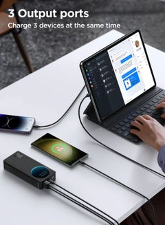 JOYROOM 30000 mAh PD 30W Portable Charger For Laptop And Mobile Fast Charging Smart LCD Display Power Bank, With USB To Type-C Cable 0.25M For iPhone Series, MacBook Pro/Air, Dell, XPS, ASUS, iPad, Samsung Etc Black  - Image 3