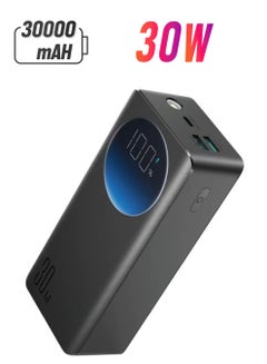 JOYROOM 30000 mAh PD 30W Portable Charger For Laptop And Mobile Fast Charging Smart LCD Display Power Bank, With USB To Type-C Cable 0.25M For iPhone Series, MacBook Pro/Air, Dell, XPS, ASUS, iPad, Samsung Etc Black  - Image 1