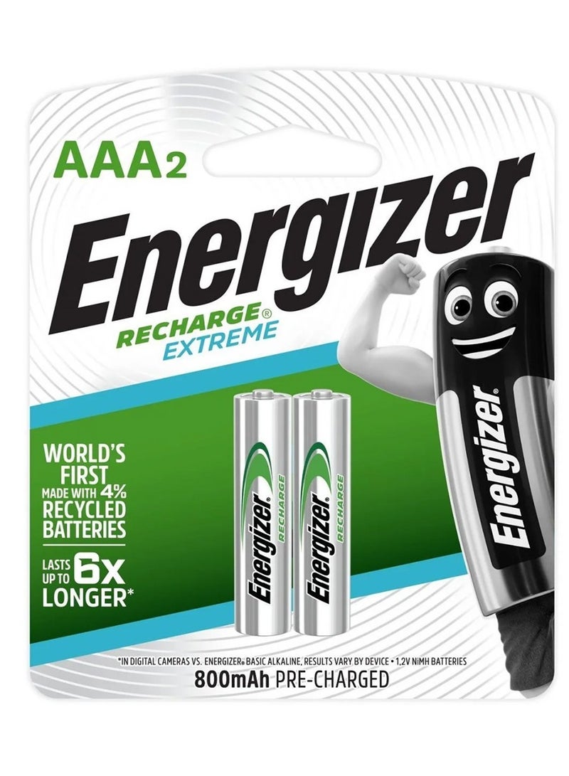 Energizer - Recharge Extreme Batteries 2PCS AAA 800mAh - Image 1