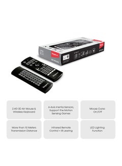 Impex Air Mouse 2.4G 3D With Wireless Keyboard Infrared Remote Control And IR Learning, Support Motion Sensing Games, Voice Input For Smart TV, Android TV Box, Mini PC, HTPC, Projector, Mac OS Black  - Image 5