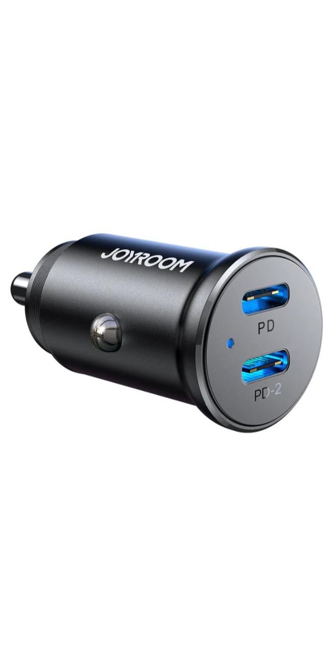 JOYROOM JR-CCN06 30W 2C Mini Metal Car Charger Black - Image 1