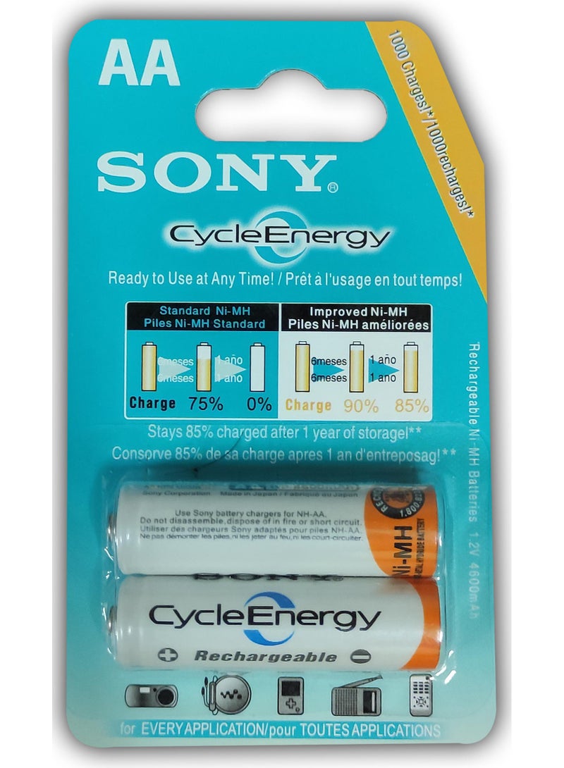 سوني بطاريات سوني القابلة لإعادة الشحن AA دورة الطاقة 4600 مللي أمبير - Image 1