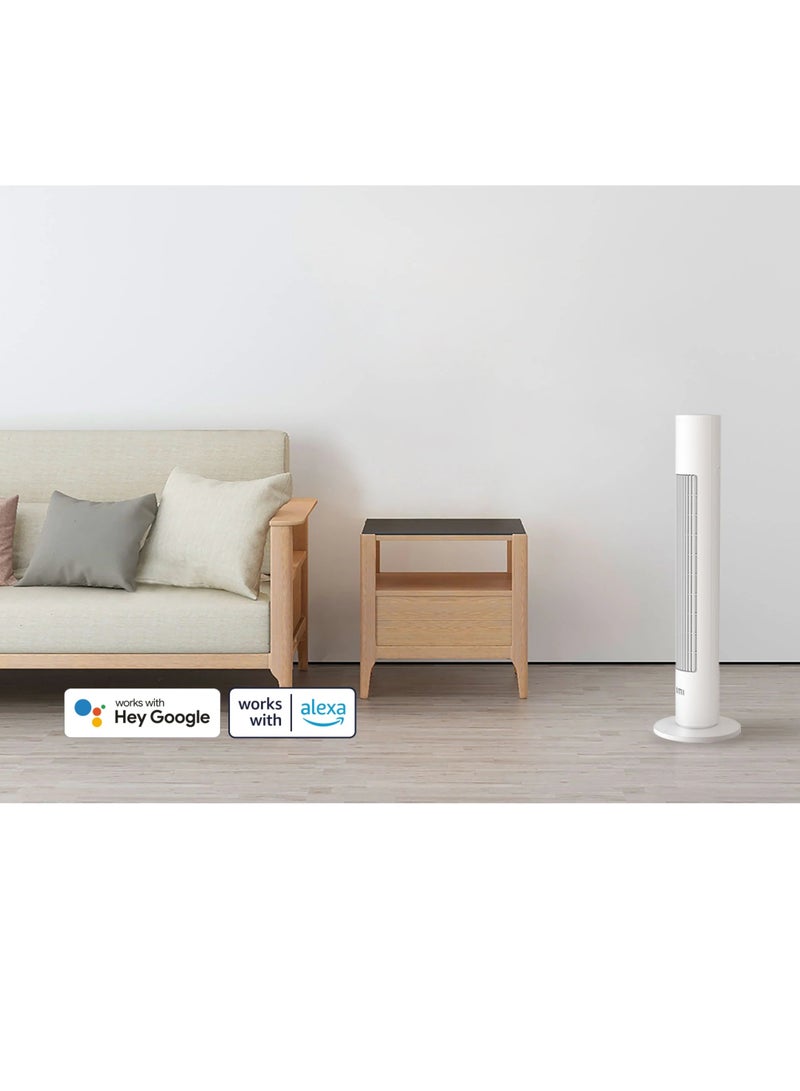 Xiaomi - Smart Tower Fan, Variable Frequency DC Fan, 34.6 Db Low Noise, 150° Adjustable Ultra-Wide Angle, 6.9 Mm Fine Air Outlet, Work With Google And Alexa BTTS01DM White - Image 1