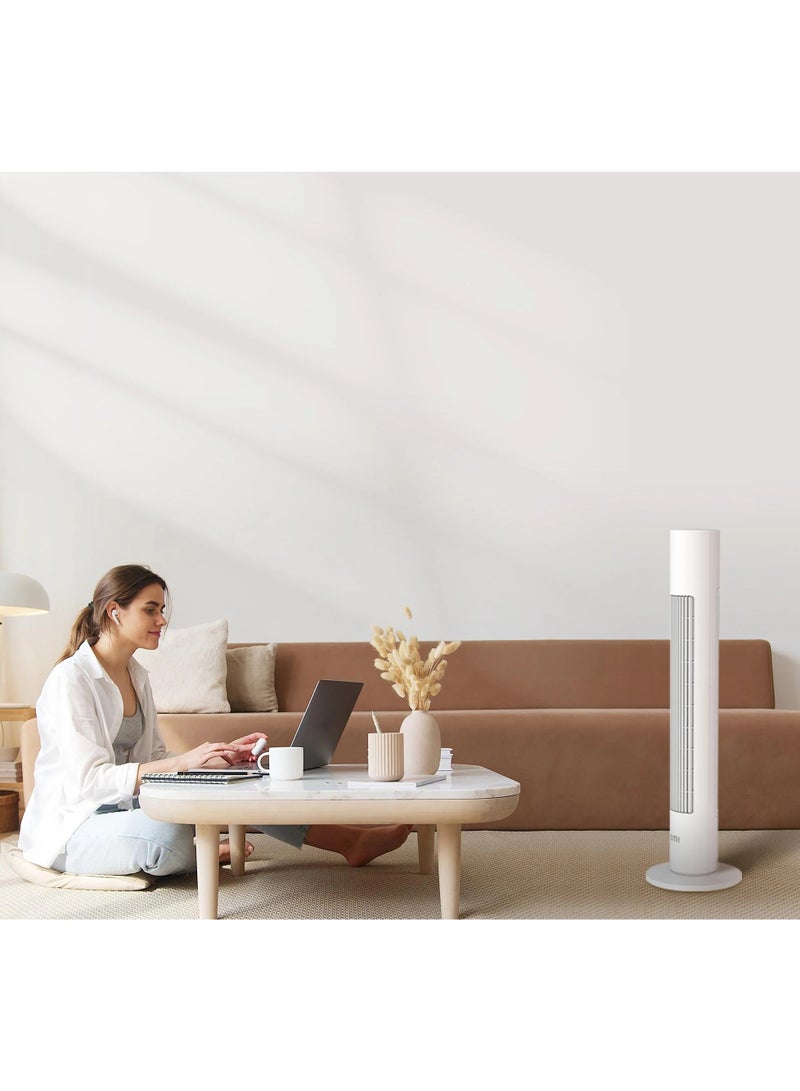 Xiaomi - Smart Tower Fan, Variable Frequency DC Fan, 34.6 Db Low Noise, 150° Adjustable Ultra-Wide Angle, 6.9 Mm Fine Air Outlet, Work With Google And Alexa BTTS01DM White - Image 1