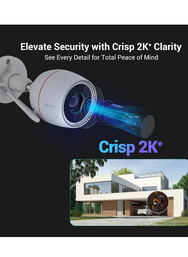 EZVIZ - Outdoor Security Camera Color Night Vision AI Detection Waving Hand Recognition Active Light And Siren Alarm IP67 Weatherproof Two Way Talk  Ideal For Home Security H3C 2K+ - Image 1