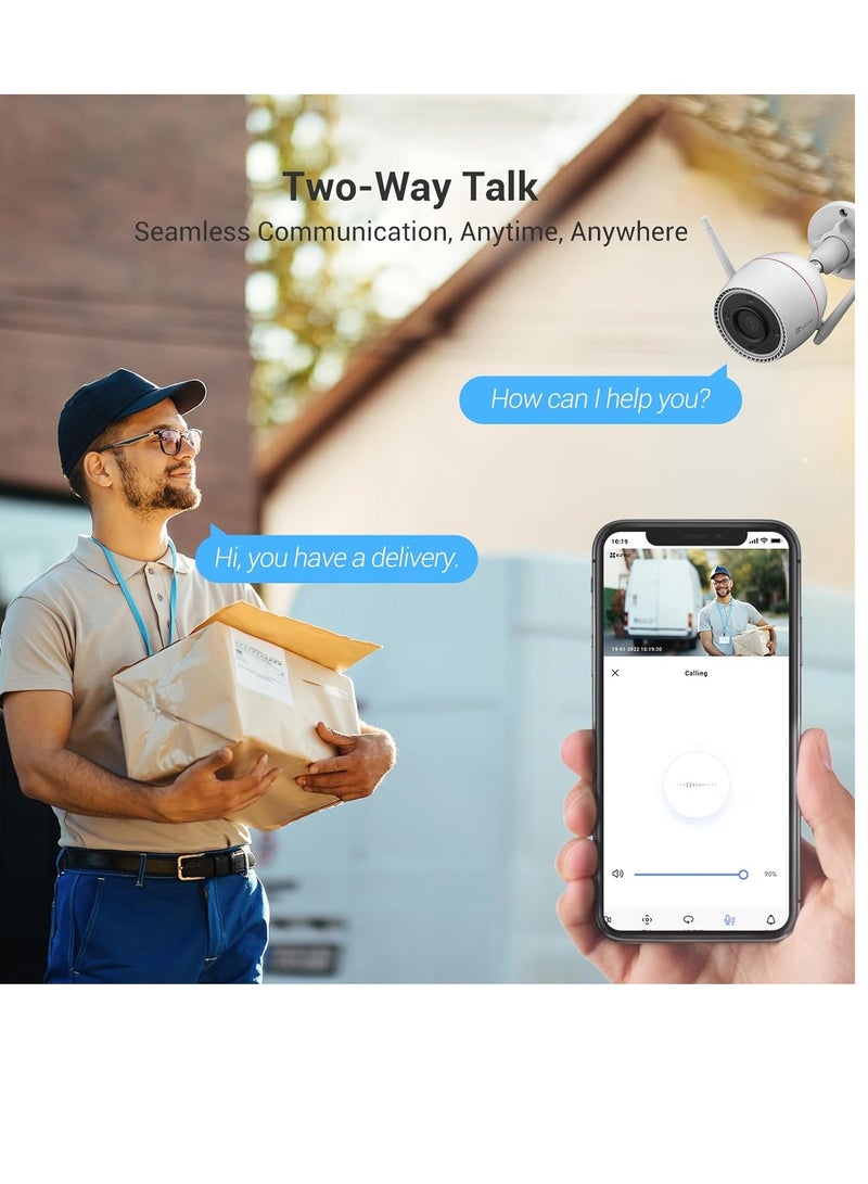 EZVIZ - Outdoor Security Camera Color Night Vision AI Detection Waving Hand Recognition Active Light And Siren Alarm IP67 Weatherproof Two Way Talk  Ideal For Home Security H3C 2K+ - Image 1