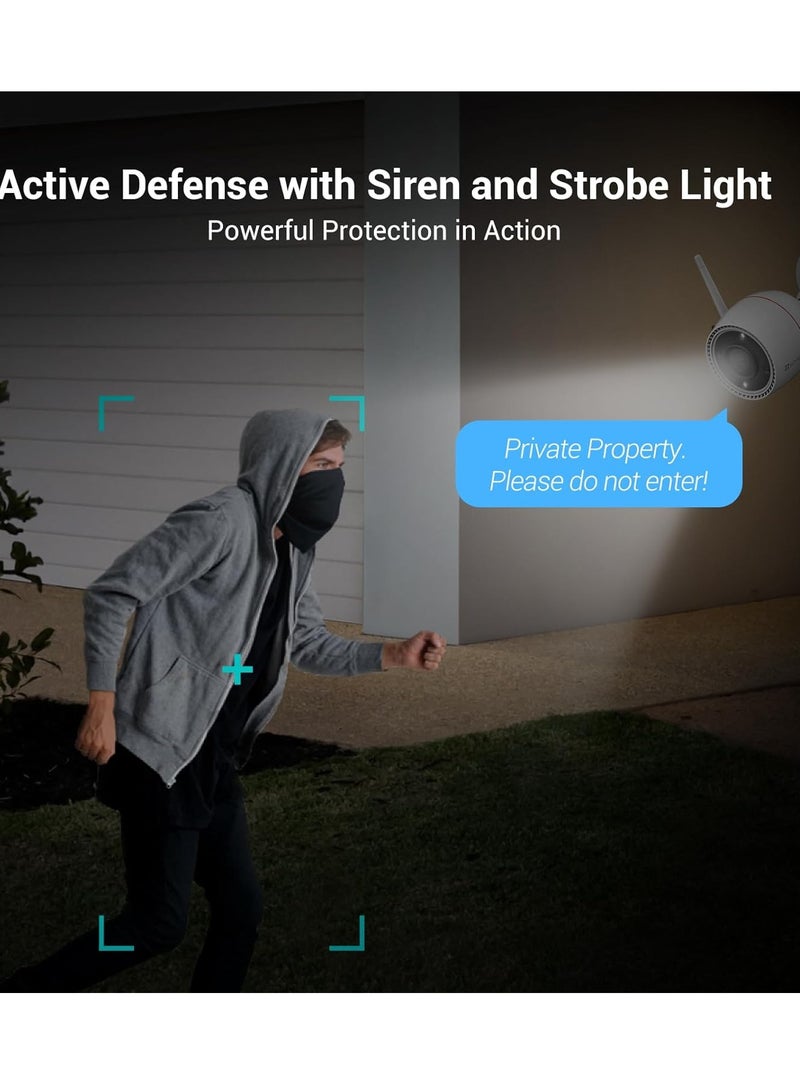 EZVIZ - Outdoor Security Camera Color Night Vision AI Detection Waving Hand Recognition Active Light And Siren Alarm IP67 Weatherproof Two Way Talk  Ideal For Home Security H3C 2K+ - Image 1