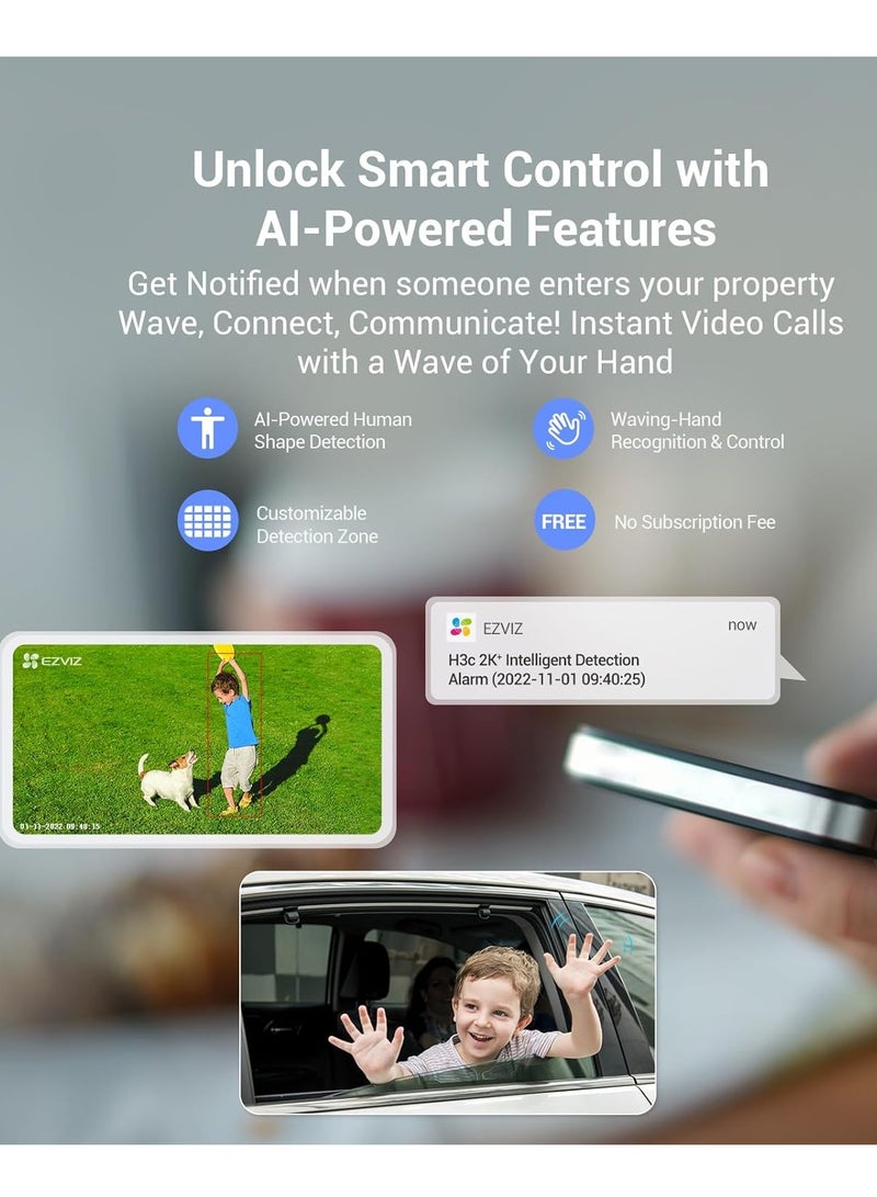 EZVIZ - Outdoor Security Camera Color Night Vision AI Detection Waving Hand Recognition Active Light And Siren Alarm IP67 Weatherproof Two Way Talk  Ideal For Home Security H3C 2K+ - Image 1