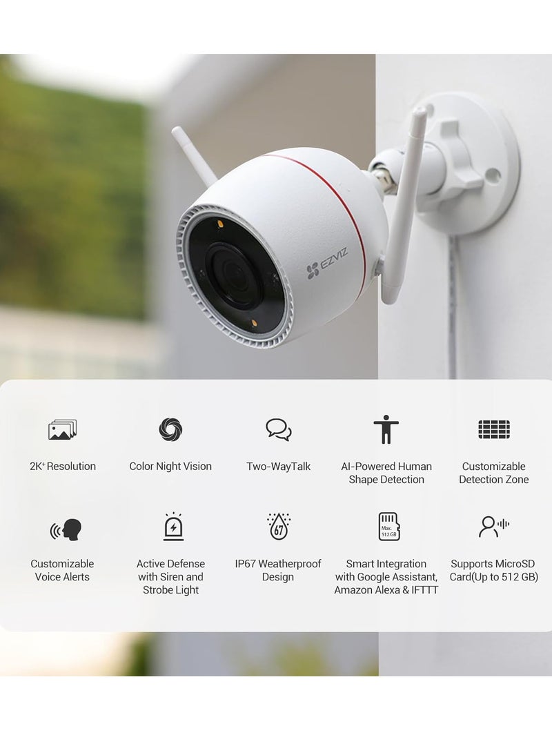 EZVIZ - H3c 2K⁺ Wi-Fi Smart Home Camera Full HD Color Night Vision 4MP - Image 1