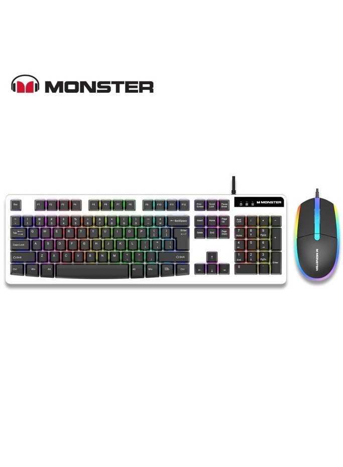 Monster - KM1 PRO Wired RGB Light Keyboard & Mouse Set  Laptop - Black - Image 1