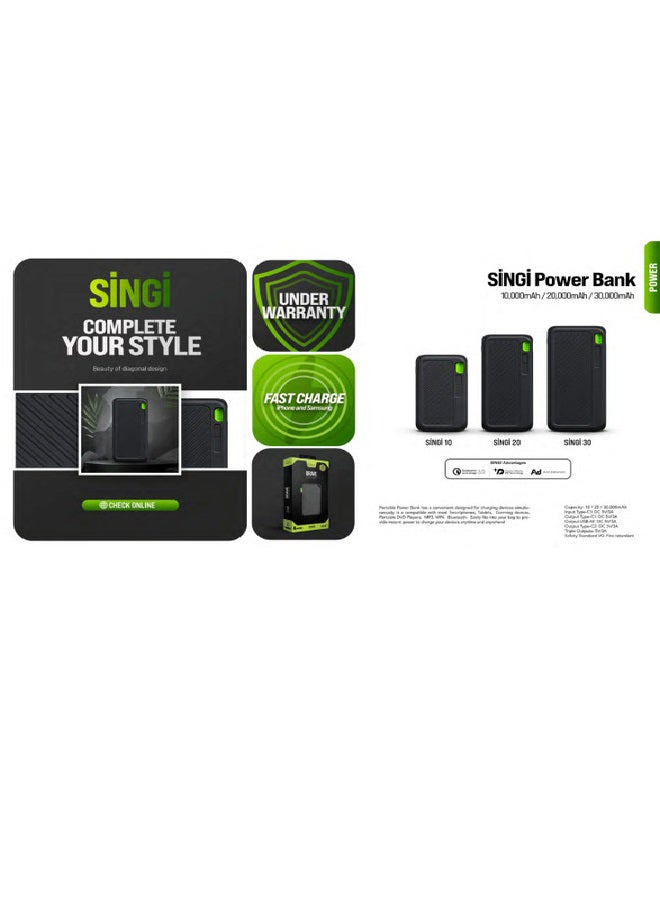 Goui - 30000 mAh Singi Power Bank – High-Capacity Portable Charger for Smartphones, Tablets, and More | Charge Multiple Devices Simultaneously | Compact, Convenient, and Travel-Friendly - Black - Image 1