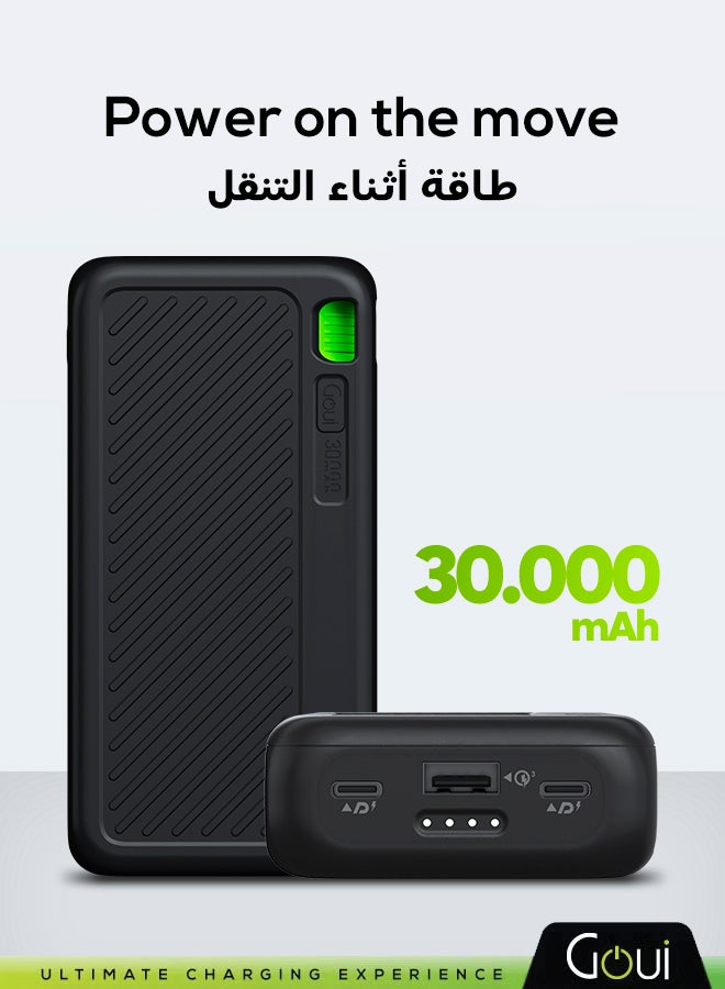 جوي باور بانك سينقي  30,000 ملي أمبير – شاحن محمول عالي السعة للهواتف الذكية والأجهزة اللوحية والمزيد | شحن عدة أجهزة في نفس الوقت | تصميم مدمج ومريح ومثالي للسفر- أسود - Image 1