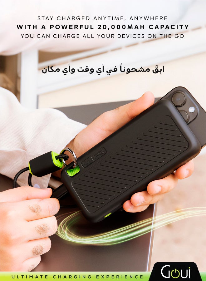 جوي باور بانك سينقي  20,000 ملي أمبير – شاحن محمول عالي السعة للهواتف الذكية والأجهزة اللوحية والمزيد | شحن عدة أجهزة في نفس الوقت | تصميم مدمج ومريح ومثالي للسفر- أسود - Image 2