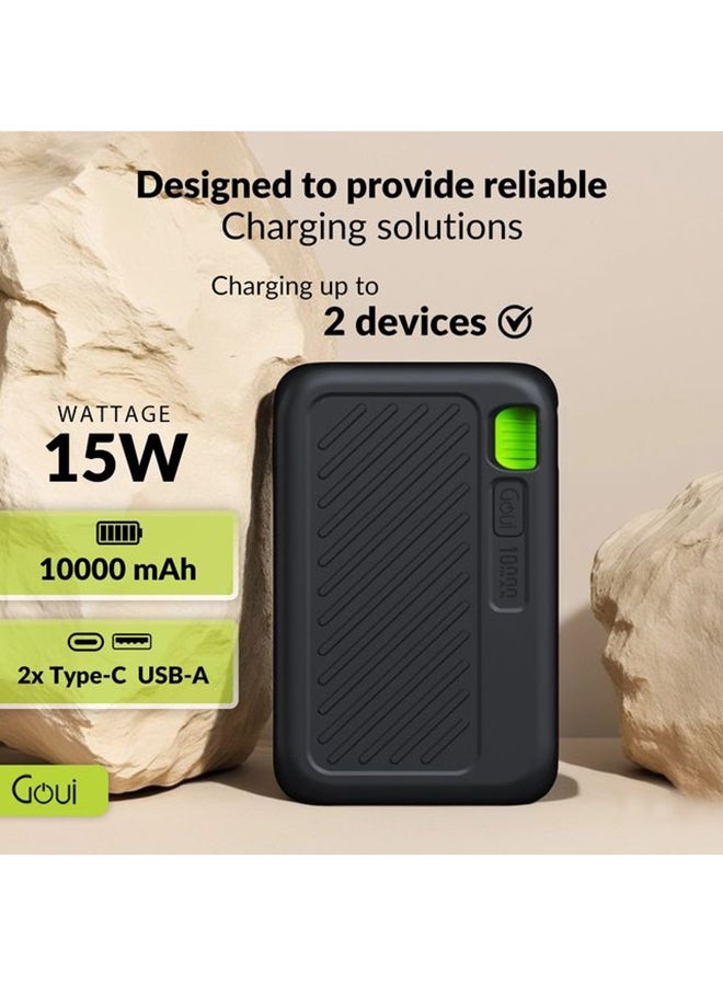 Goui - 10000 mAh Singi Power Bank – High-Capacity Portable Charger for Smartphones, Tablets, and More | Charge Multiple Devices Simultaneously | Compact, Convenient, and Travel-Friendly - Black - Image 1