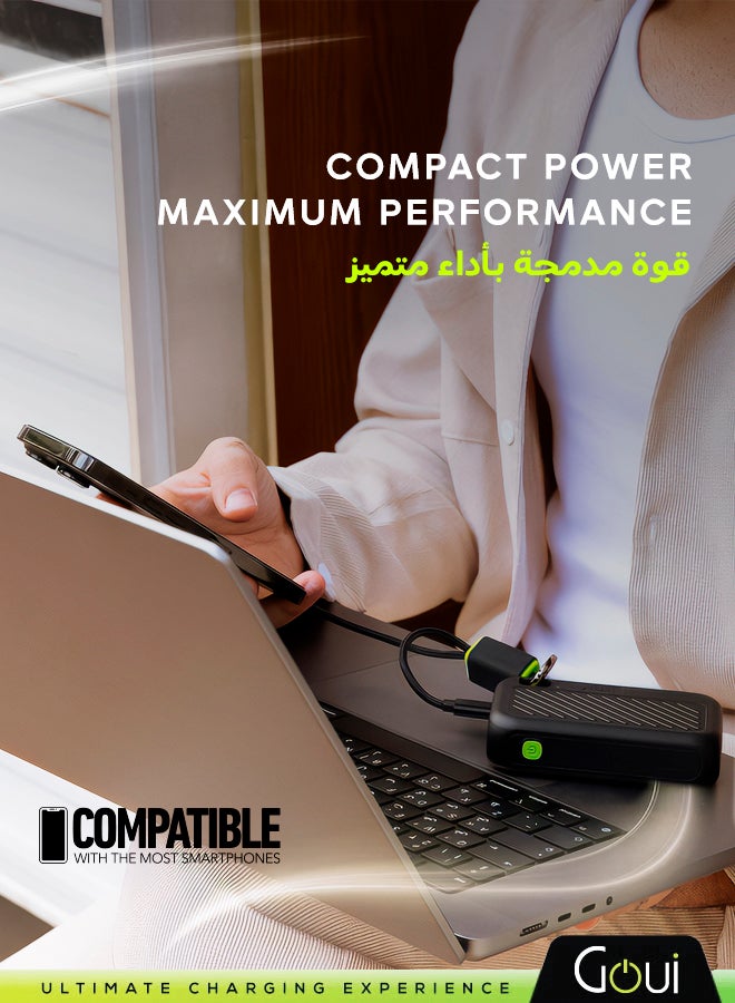 جوي باور بانك سينقي 10,000 ملي أمبير – شاحن محمول عالي السعة للهواتف الذكية والأجهزة اللوحية والمزيد | شحن عدة أجهزة في نفس الوقت | تصميم مدمج ومريح ومثالي للسفر- أسود - Image 5