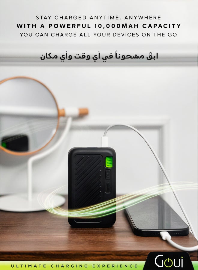 جوي باور بانك سينقي 10,000 ملي أمبير – شاحن محمول عالي السعة للهواتف الذكية والأجهزة اللوحية والمزيد | شحن عدة أجهزة في نفس الوقت | تصميم مدمج ومريح ومثالي للسفر- أسود - Image 2