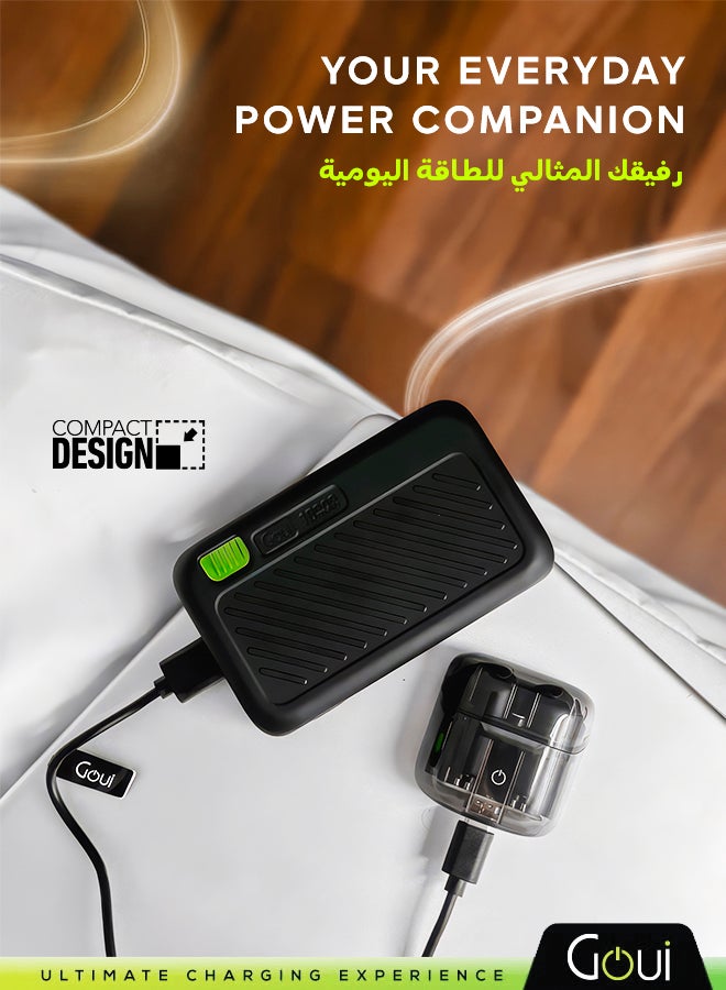 جوي باور بانك سينقي 10,000 ملي أمبير – شاحن محمول عالي السعة للهواتف الذكية والأجهزة اللوحية والمزيد | شحن عدة أجهزة في نفس الوقت | تصميم مدمج ومريح ومثالي للسفر- أسود - Image 4