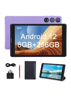 C idea 8 Inch Android 12 Tablet 256GB ROM+256GB Expandable 800*1280 IPS Screen With Protect Case, Keyboard CM835(Purple )  - Image 1
