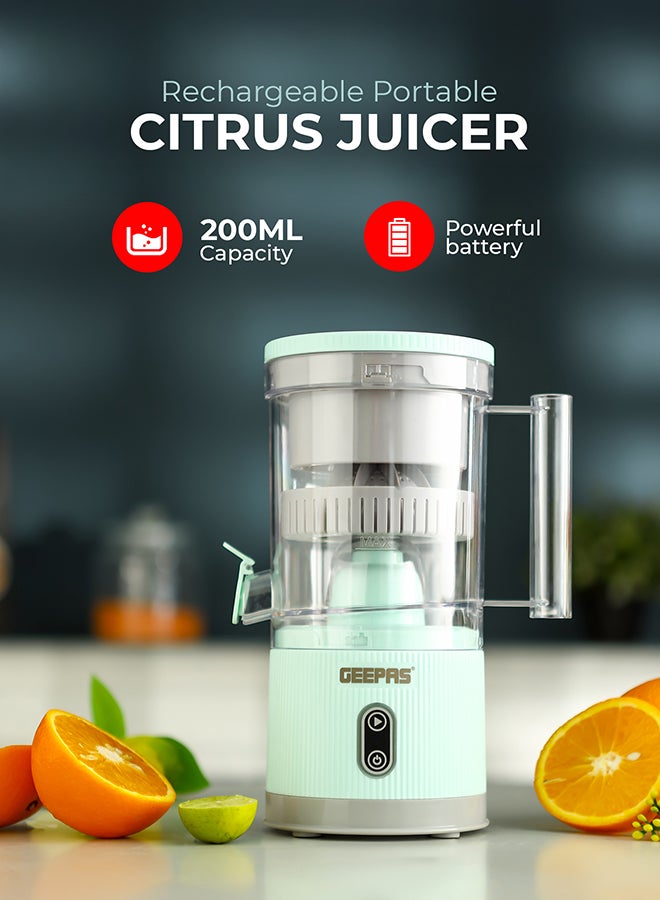 جيباس عصارة حمضيات محمولة قابلة لإعادة الشحن، تشغيل لاسلكي، 200 مل، 80 وات، GCJ46019، أخضر - Image 3