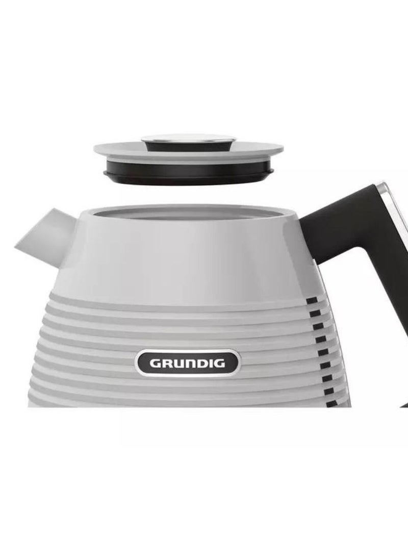 Beko - Grundig Kettle -  360 degree Rotating Base, cordless, Retro Inspire design with chrome body work & Creme Color, Removeable Lid and easy pour spout, 3 Pin Plug. 1.7 L 3000 W WK7850C White/Stainless Steel - Image 1