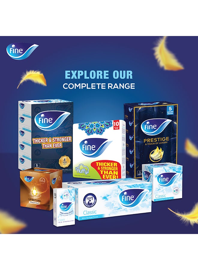 Fine 3 Ply Prestige Facial Tissue 96 Sheets Bundle Of 5 White  - Image 5